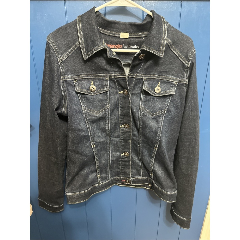 Wrangler Women's Jean Style Jacket Size M‎ Dark Wash Country Western Cowgirl